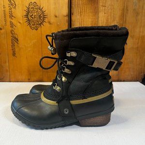 Sorel Womens Black  Conquest Carly Mid Calf Winter Boot Size 5.5
